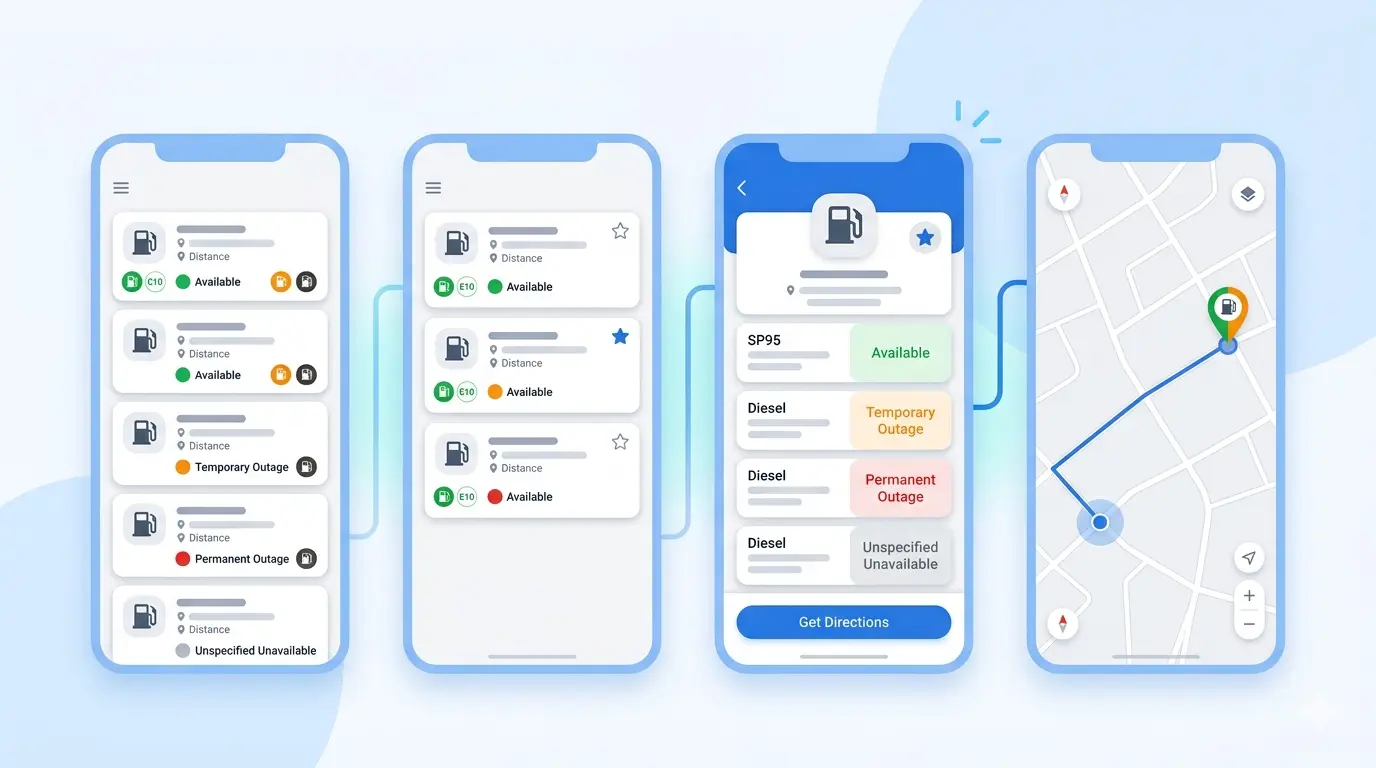 Mise à jour : les ruptures de carburant mieux affichées