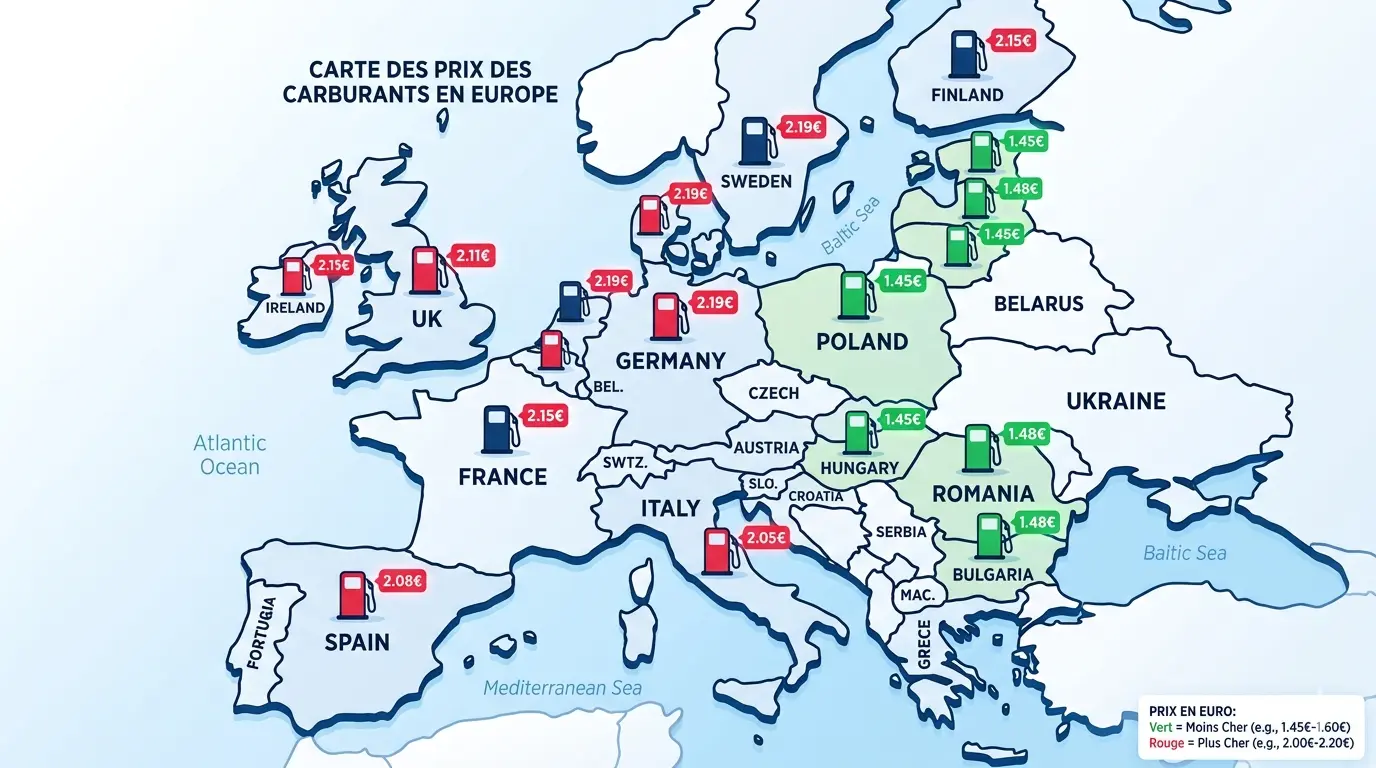 Prix des carburants en Europe : le comparatif 2026